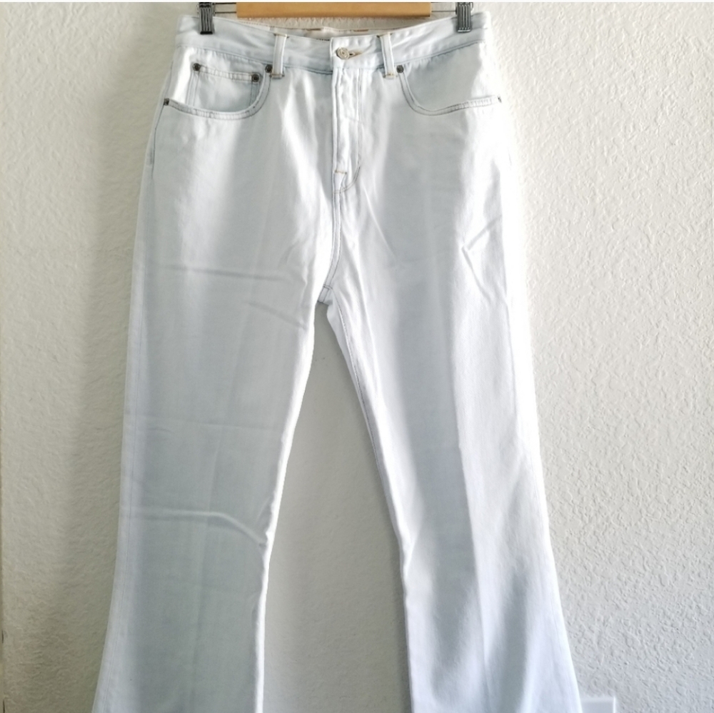 Golden Goose High Rise Boot Cut Jeans Size 29 Light Wash Bleached Blue - Picture 3 of 7